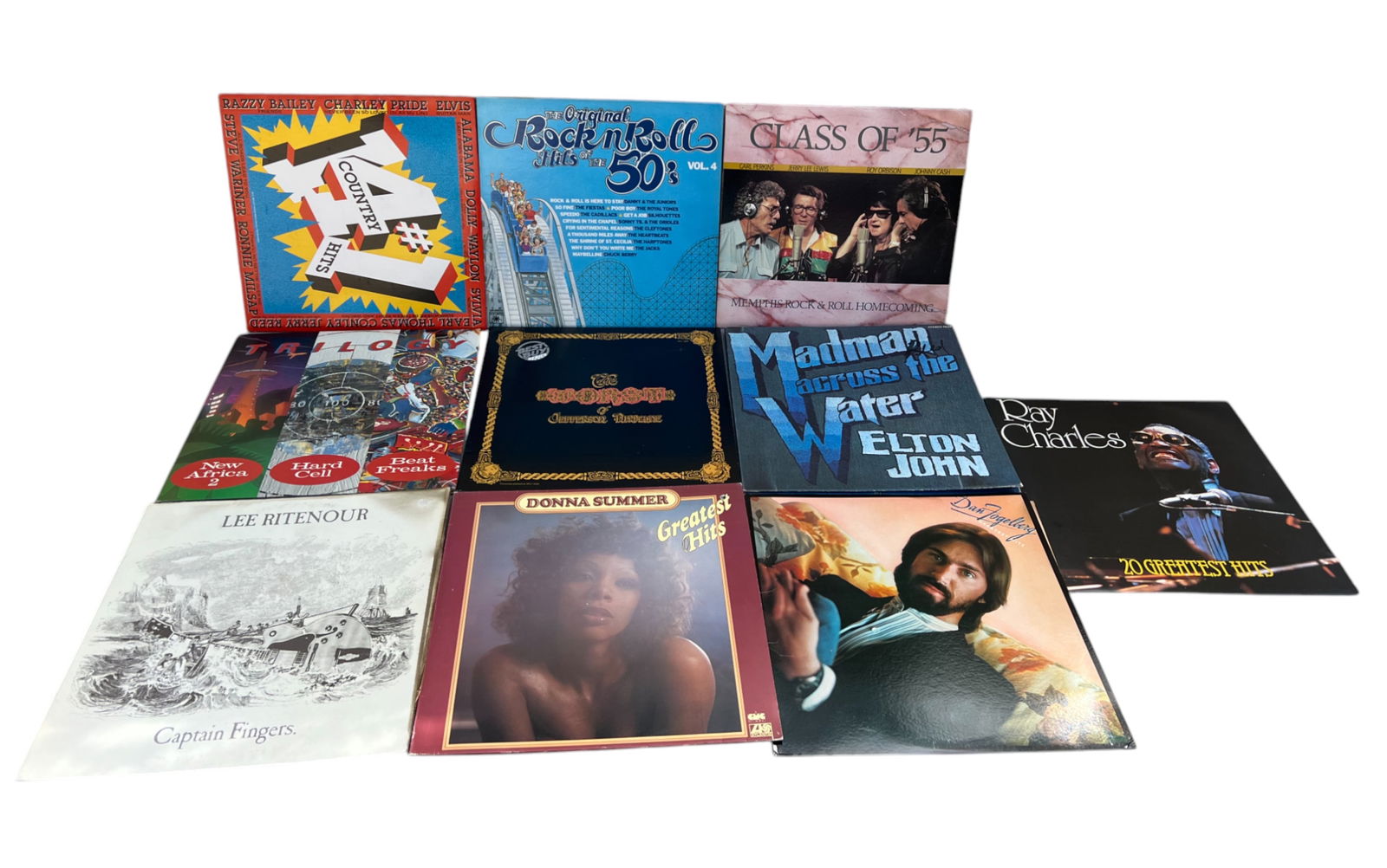 Vintage Vinyl LP Record Collection Lot – Donna Summer, Dan Fogelberg, Ray Charles, Elton John & (1 of 6)