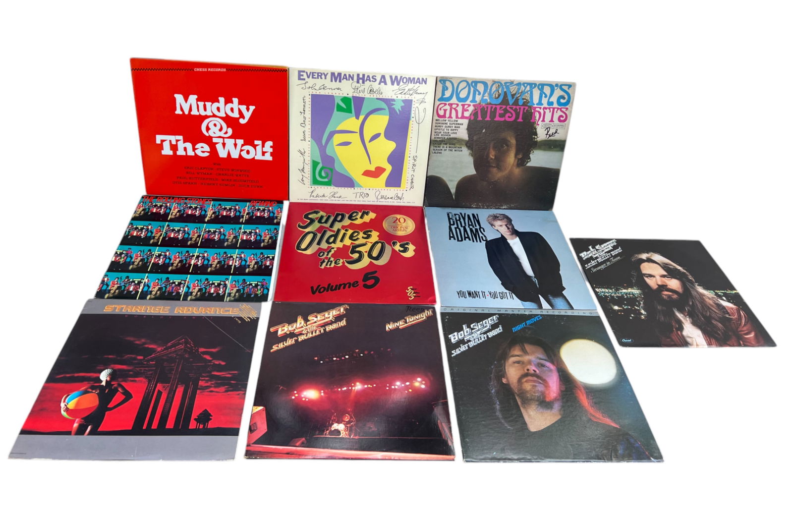 Vintage Vinyl LP Record Collection Lot – Strange Advance, Bob Seger, The Rolling Stones, Donovan & (1 of 6)