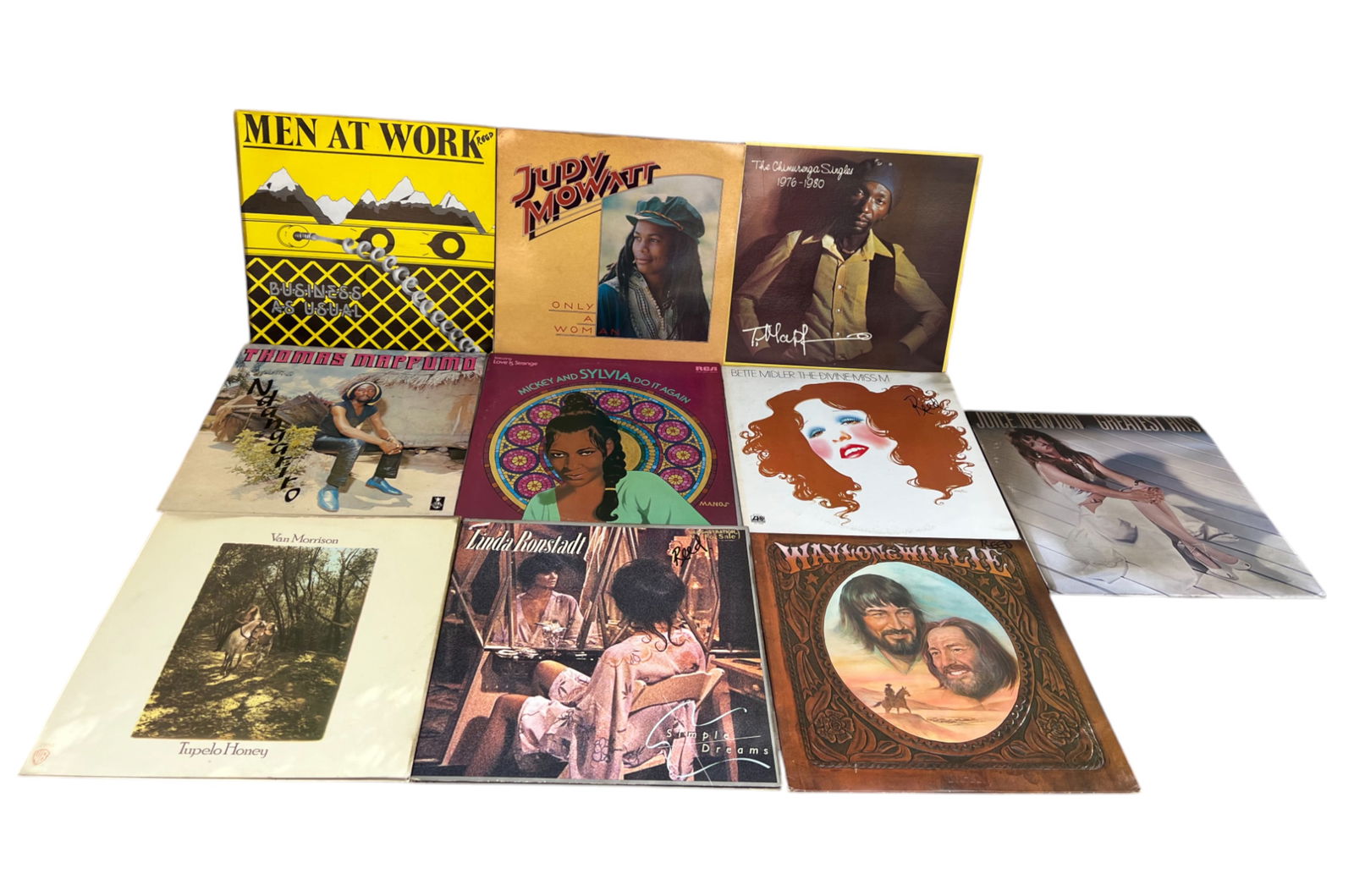 Vintage Vinyl LP Record Collection Lot – Bob Dylan (Signed), Van Morrison, Juice Newton, Bette (1 of 6)