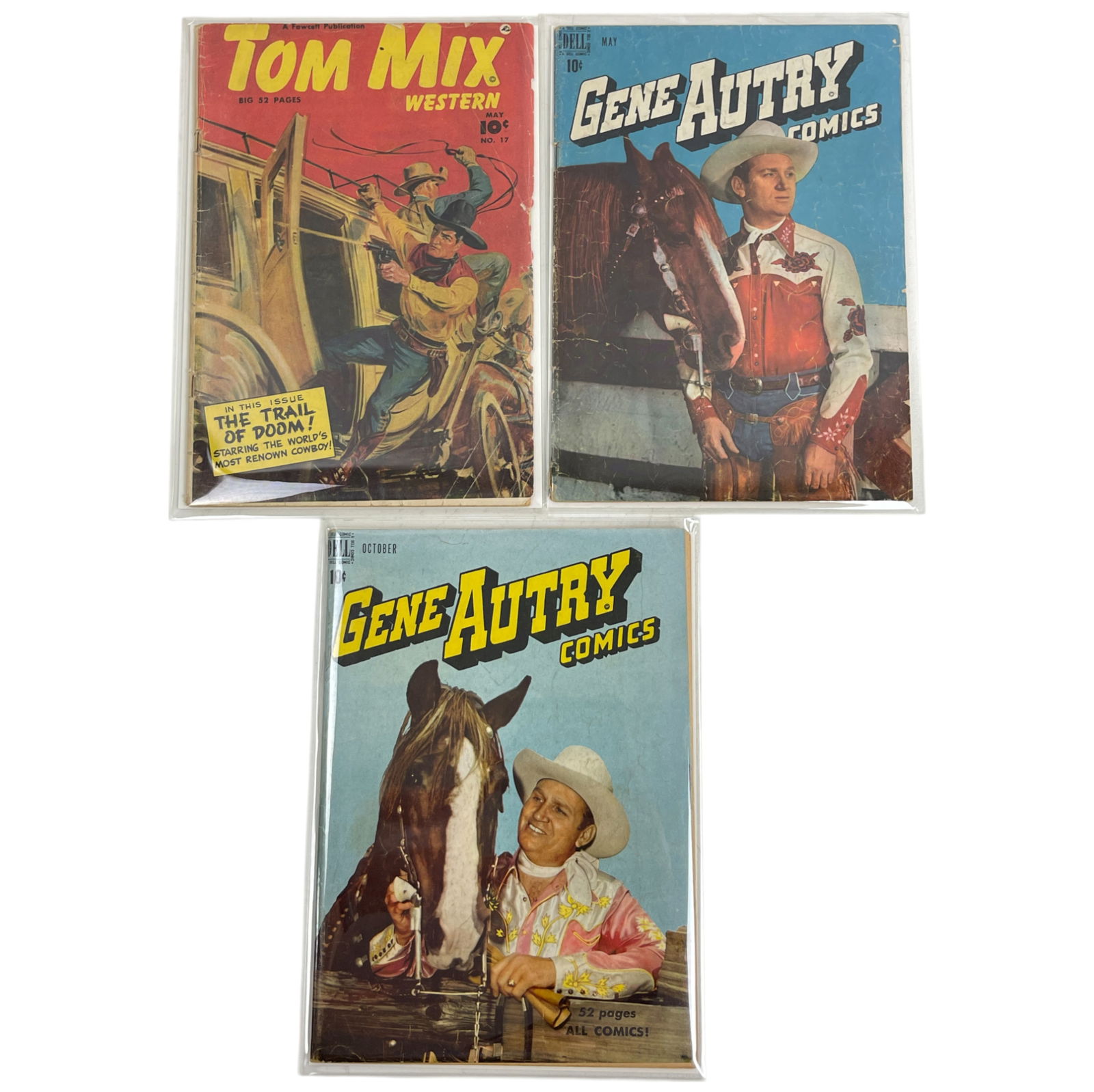 Vintage Golden Age Gene Autry and Tom Mix Western Comic Books (1 of 4)