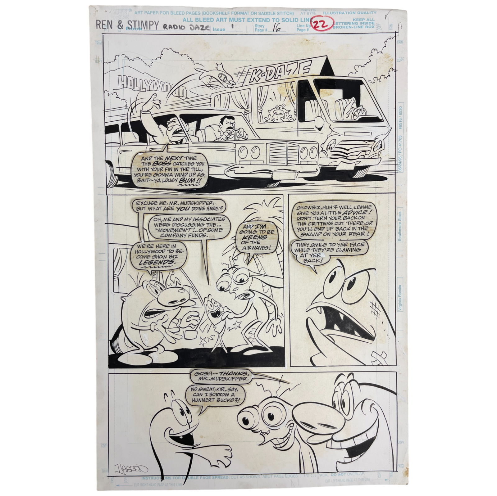 Ren and Stimpy RADIO DAZE #1 Original Storyboard Production Comic Art Signed By Darren Auck (1 of 6)