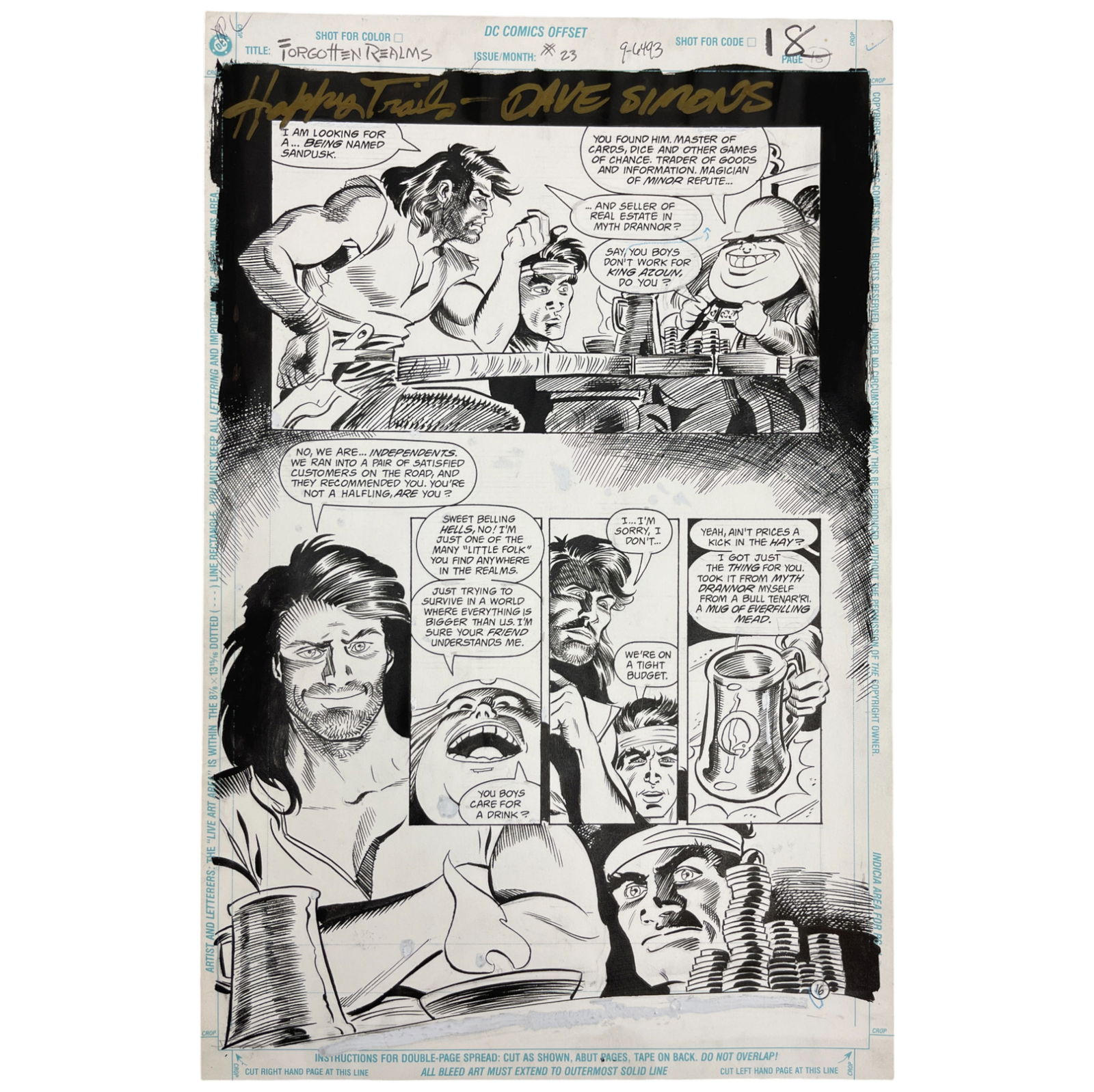 Forgotten Realms #23 Original Storyboard Production Comic Art Signed by Dave Simons (1 of 6)