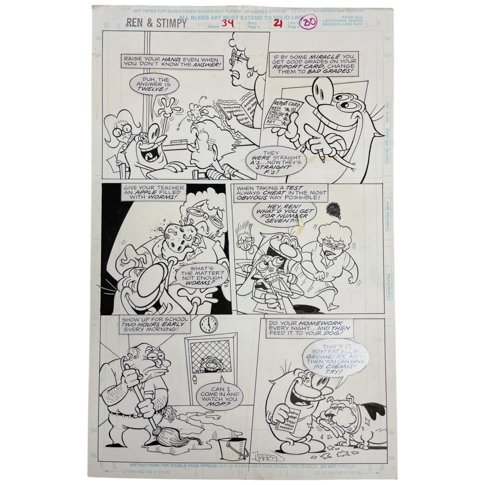 Ren and Stimpy #34 Original Storyboard Production Comic Art Signed by Darren Auck (1 of 6)