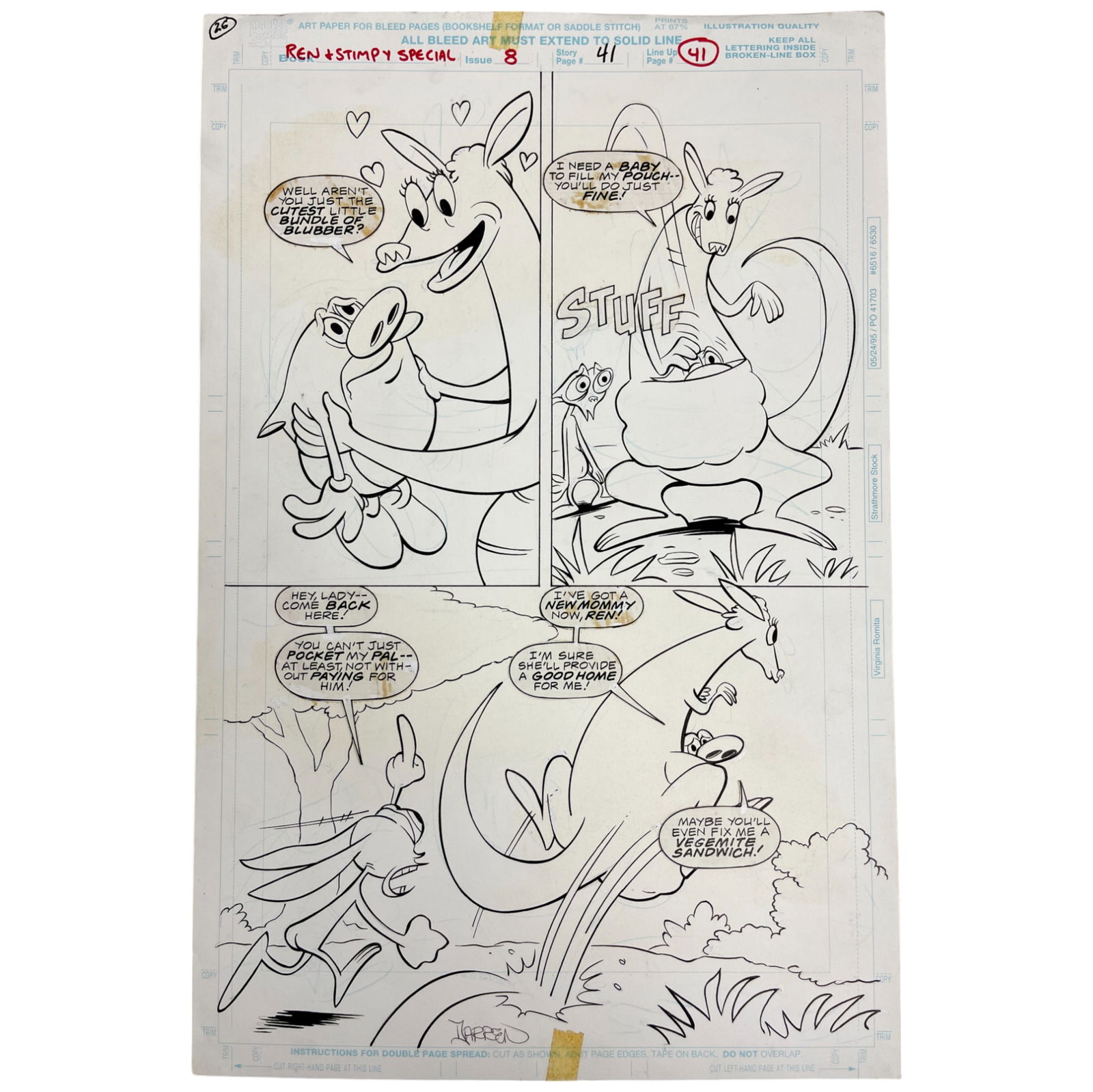 Ren and Stimpy Special #8 Original Storyboard Production Comic Art Signed by Darren Auck (1 of 5)