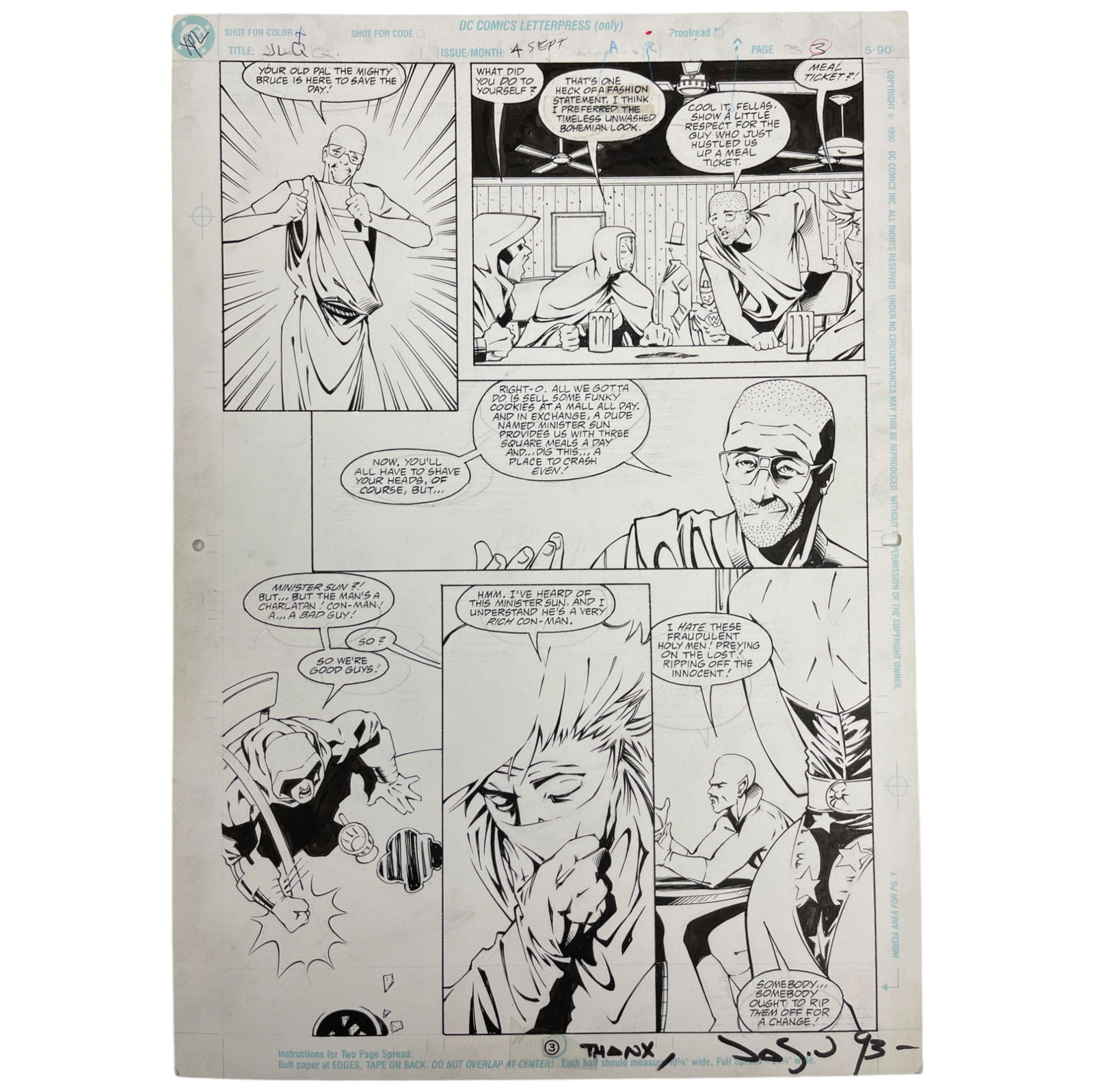 DC JLQ #4 Original Storyboard Production Comic Art (1 of 6)