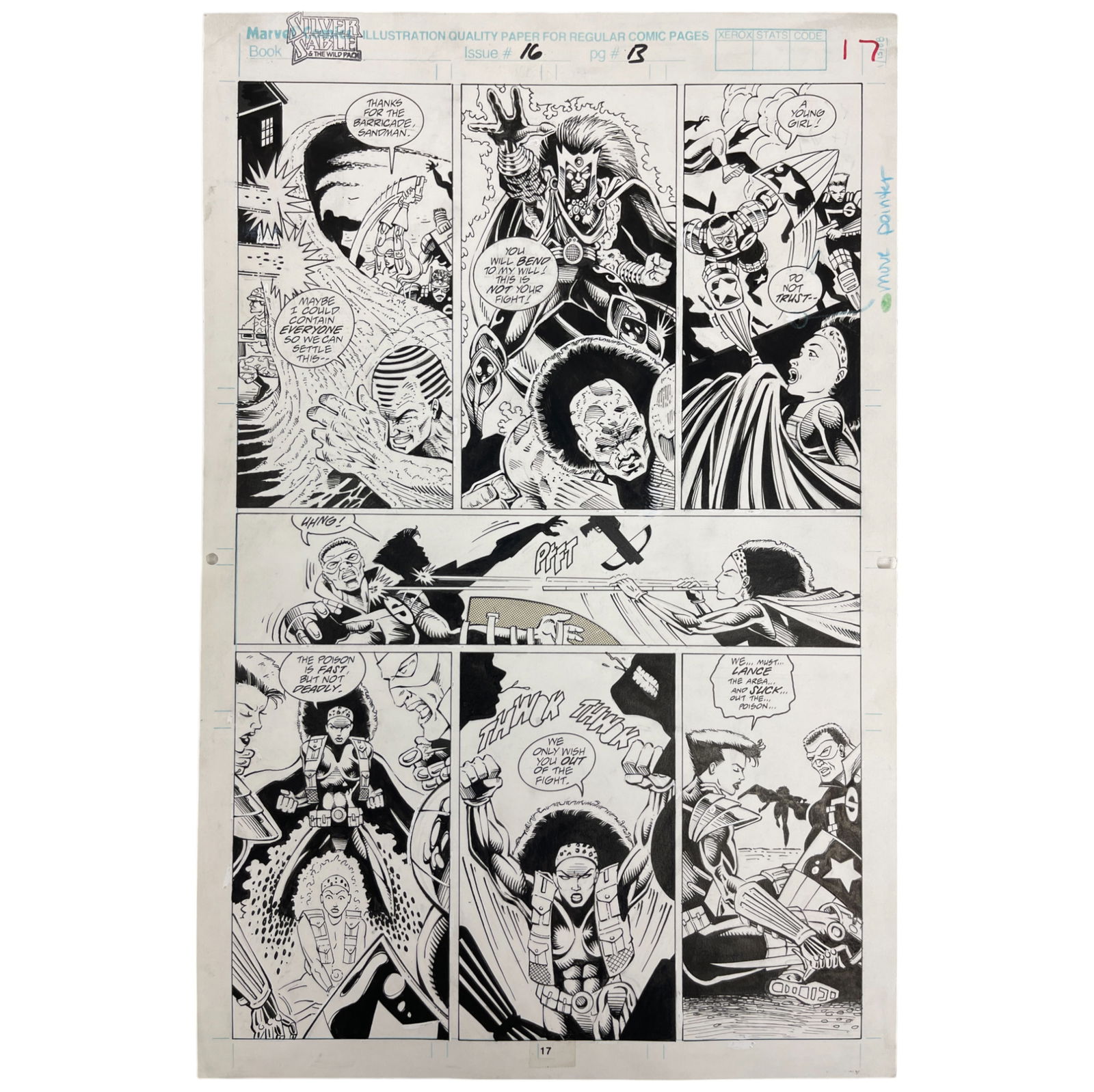 Marvel Silver Sable #16 Original Storyboard Production Comic Art (1 of 5)