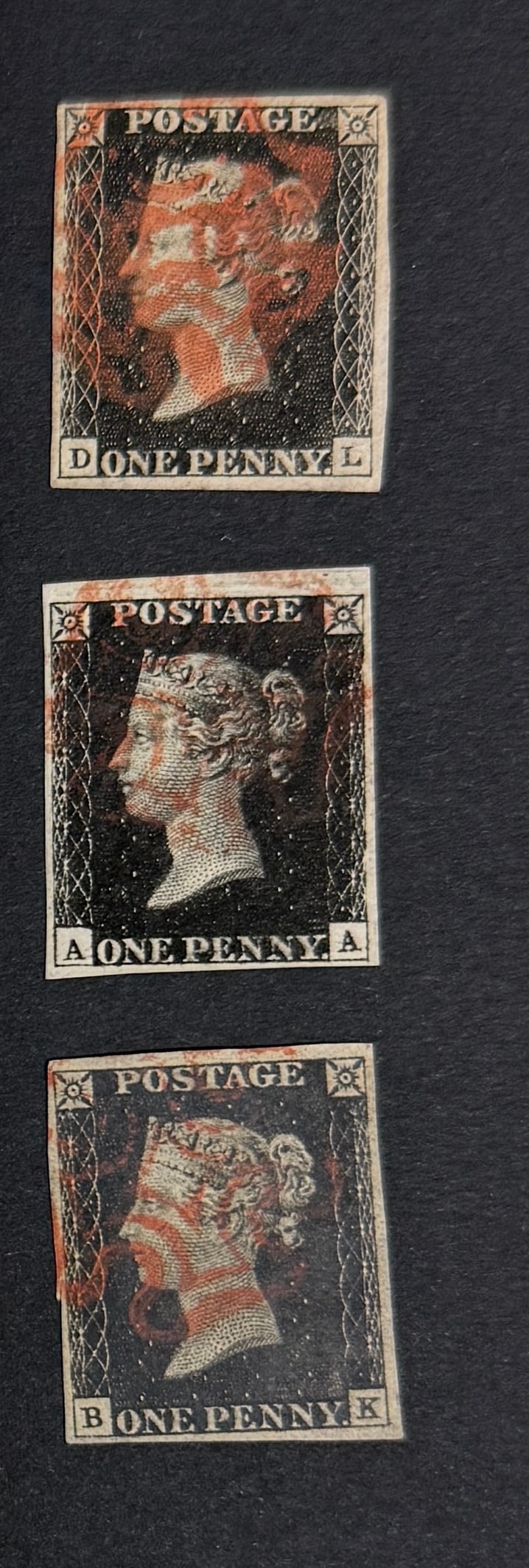 1840 Queen Victoria, 1819-1901 Great Britain Black Stamp (1 of 6)