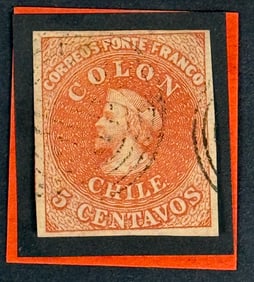 1853 Christopher Columbus - Stantiago Print Chile Stamp