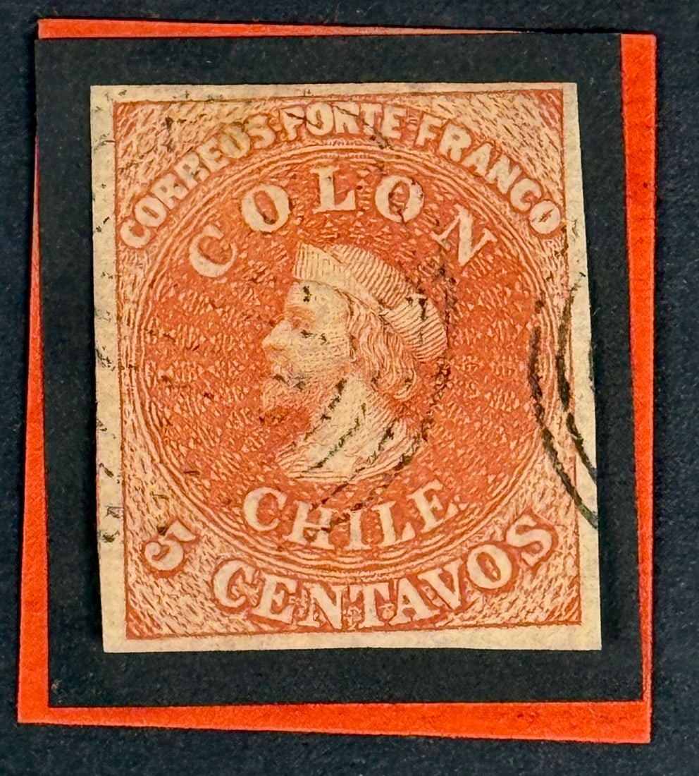 1853 Christopher Columbus - Stantiago Print Chile Stamp (1 of 3)