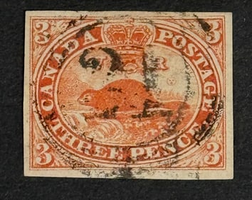 1851 Beaver Brick Red Canada Stamp