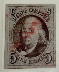 1847 Benjamin Franklin Reddish Brown United States of America Stamp