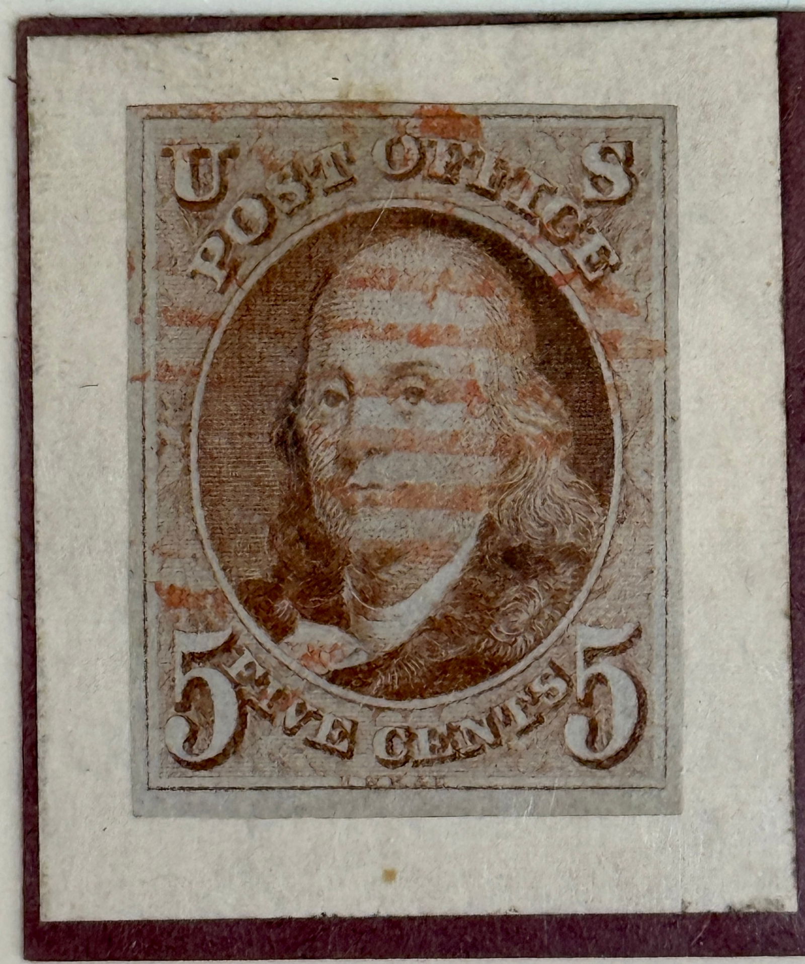 1847 Benjamin Franklin Reddish Brown United States of America Stamp (1 of 2)