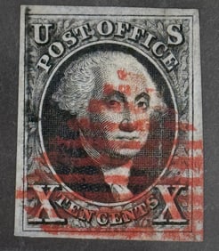 1875 George Washington Imperforate Black Unites States of America Stamp