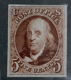1847 Benjamin Franklin Reddish Brown United States of America Stamp