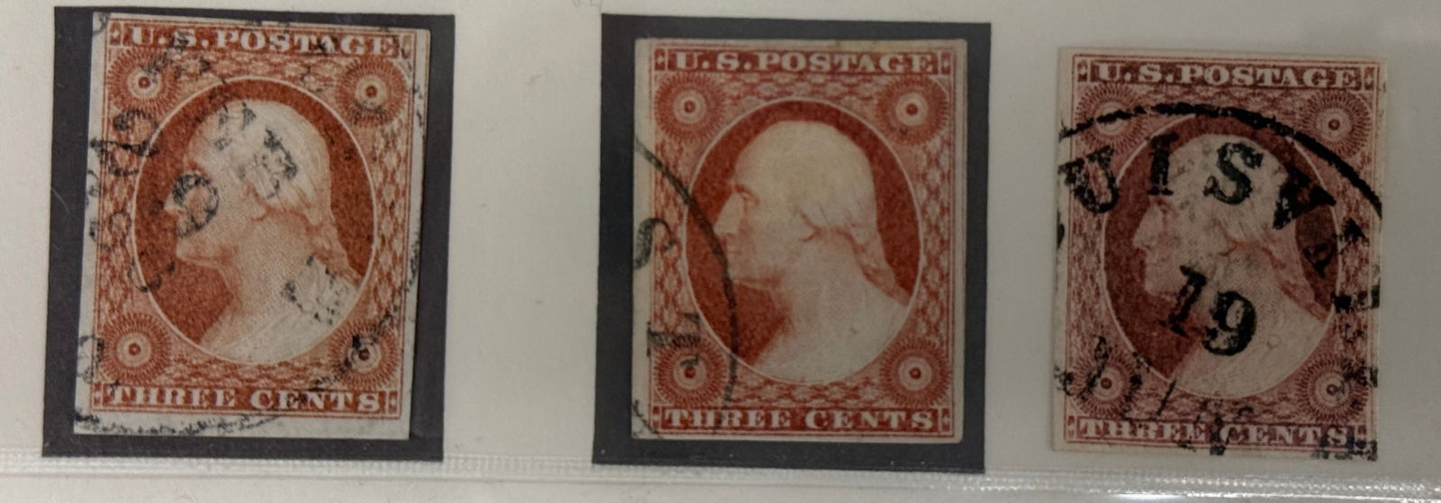 1851 George Washington Dull Red & Orange Brown USA Stamps (1 of 4)