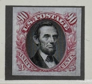 1869 Abraham Lincoln Black/Red Imperforate United States Stamp Proof