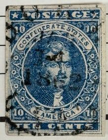 President Thomas Jefferson - Confederate States Dark Blue Stamp