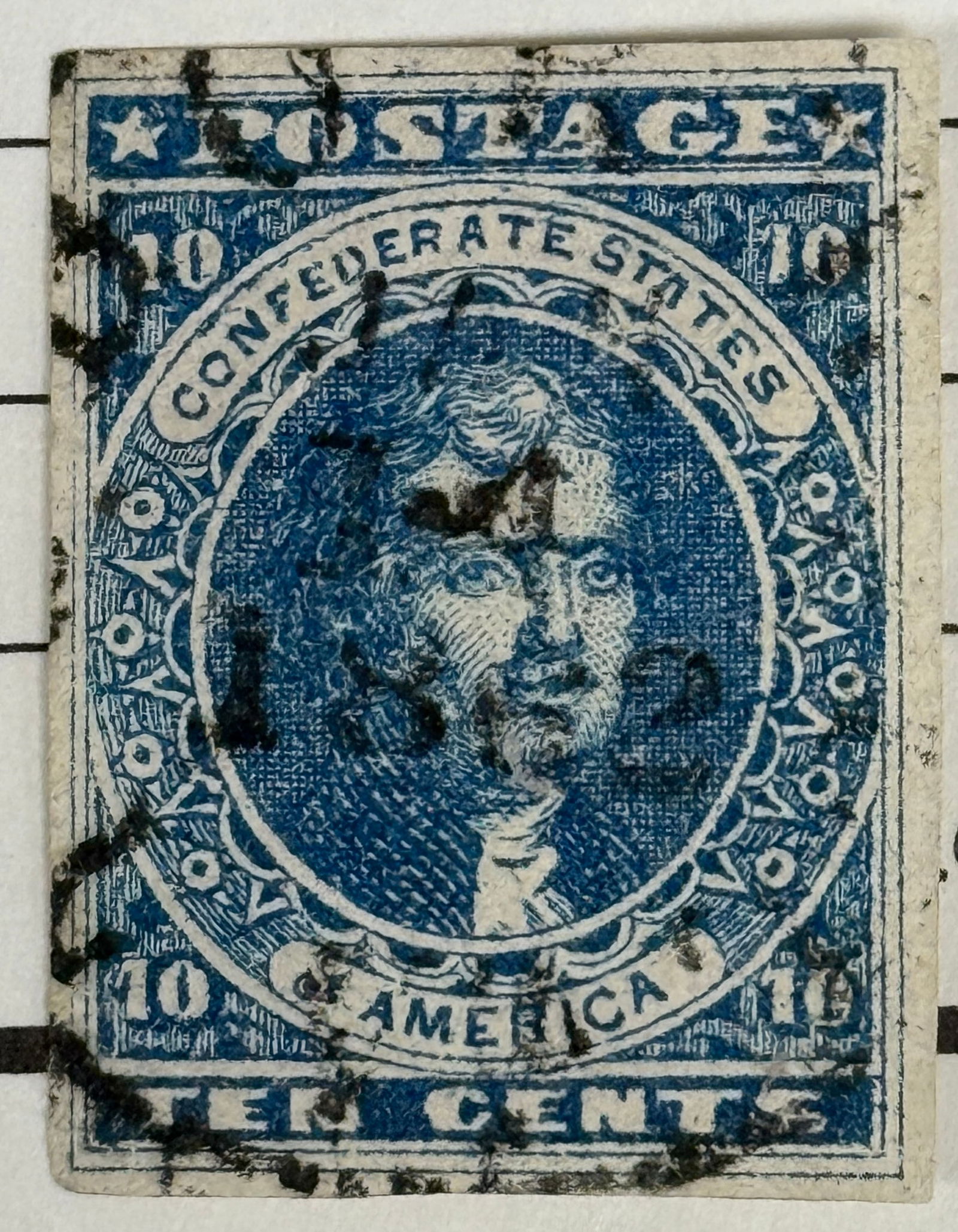 President Thomas Jefferson - Confederate States Dark Blue Stamp (1 of 3)