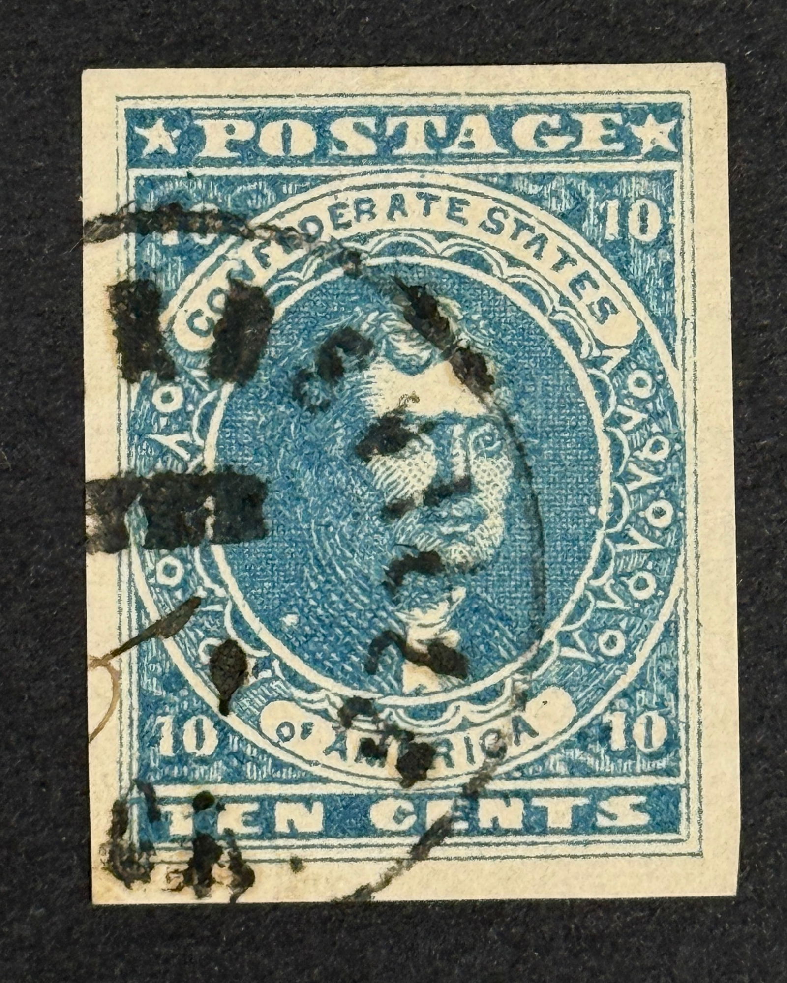 President Thomas Jefferson - Confederate States Dark Blue Stamp (1 of 3)