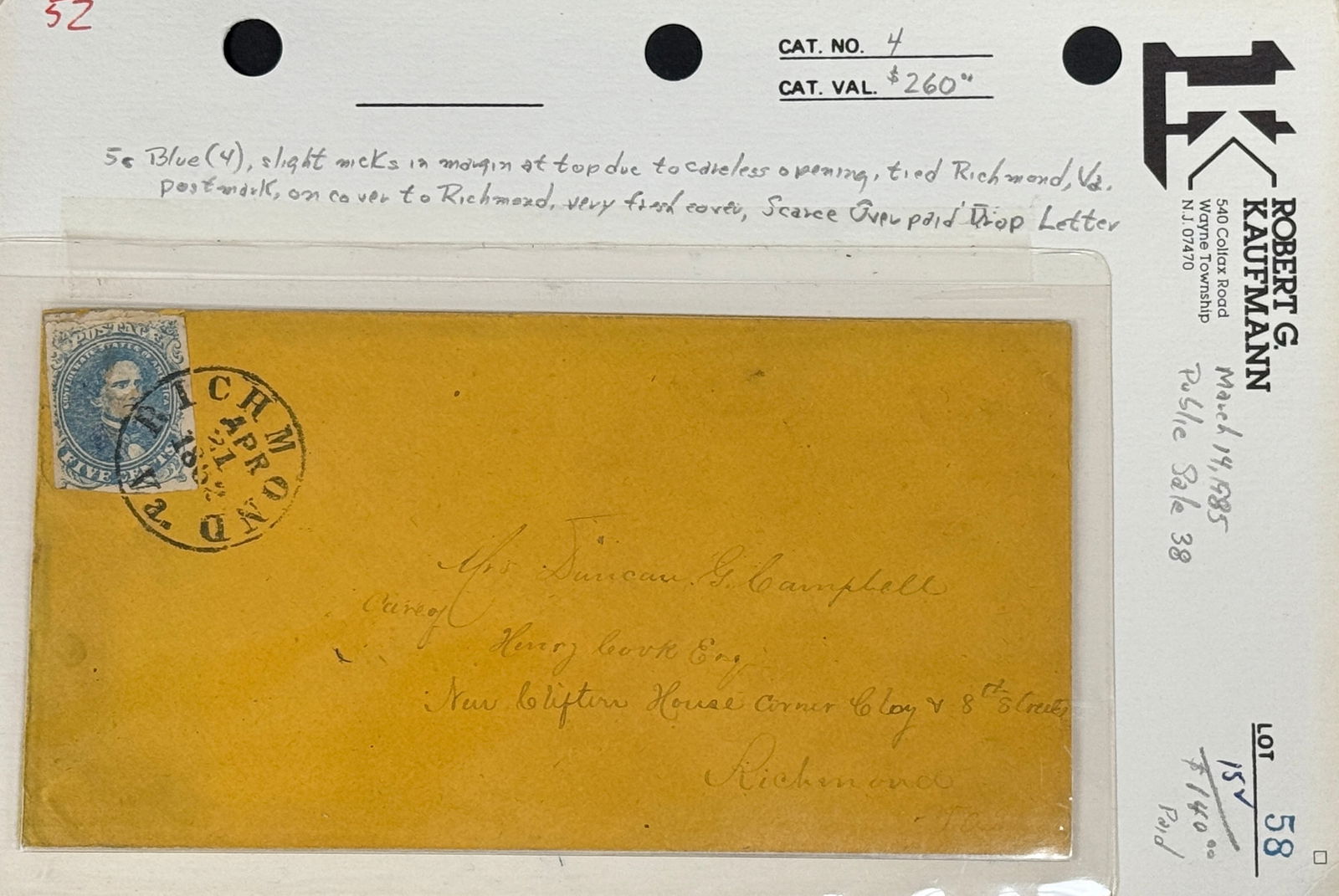 President Thomas Jefferson - Confederate States Richmond Stamp (1 of 3)