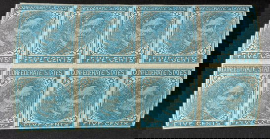 1862 President Jefferson Davis Stamp Block of 8