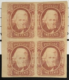 1863 President Andrew Jackson Confederate States Stamp Block of 4