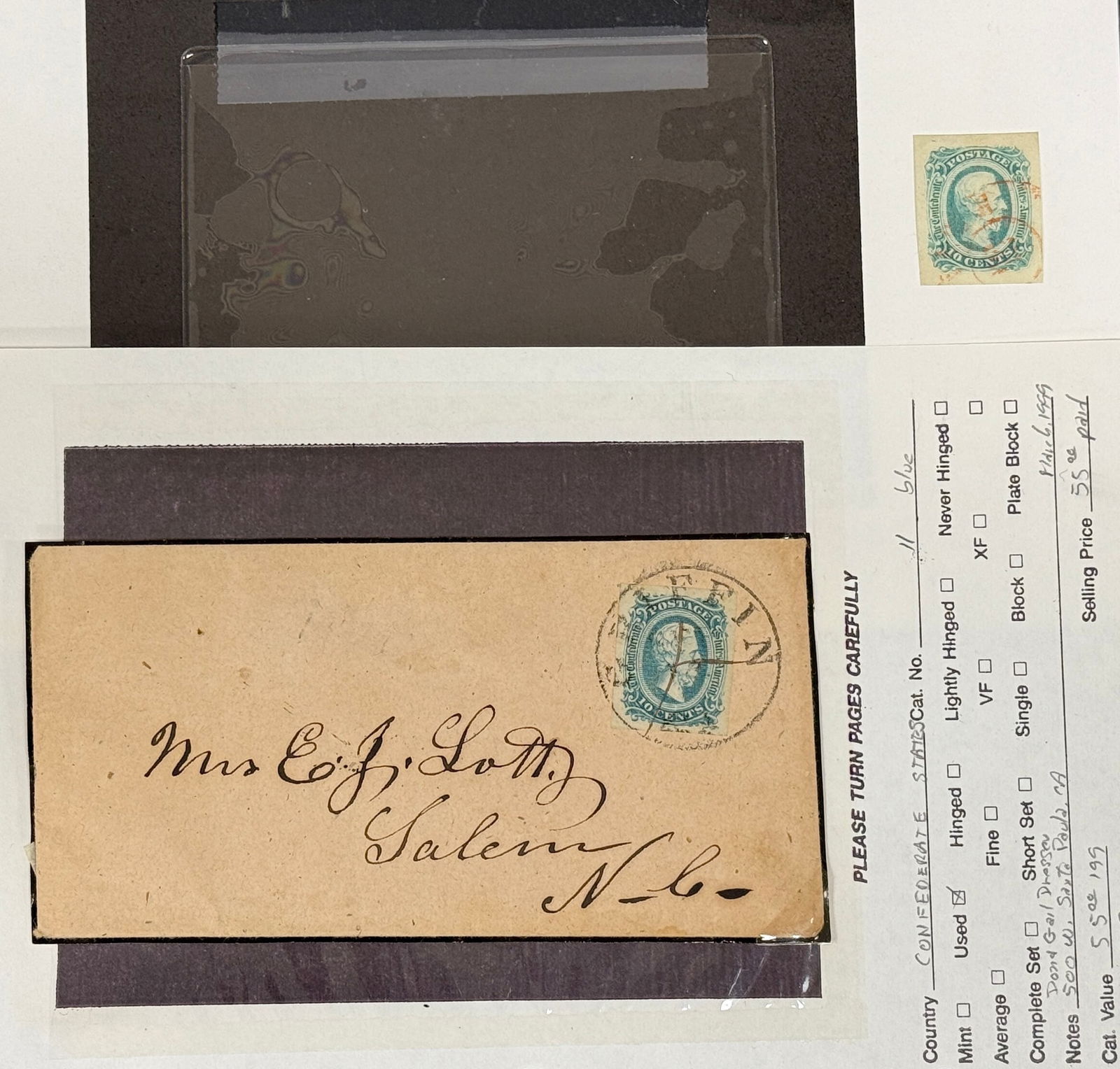 President Jefferson Davis Confederate States Used Stamps (1 of 4)