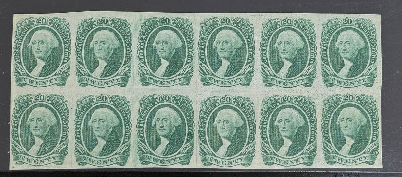 1863 President George Washing Confederate States Stamp Block of 12 (1 of 4)