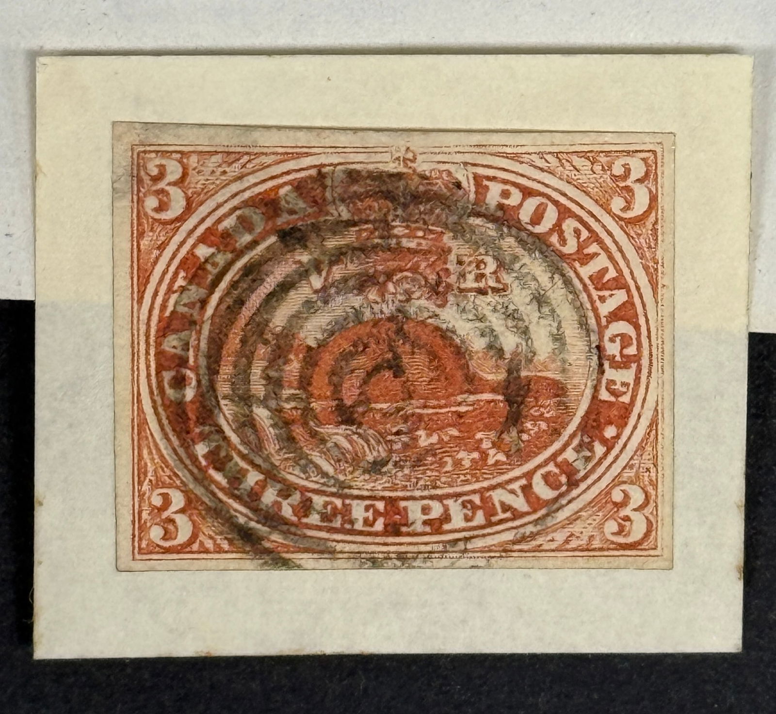 1851 Beaver British Canada Red Imperforate Stamp (1 of 3)