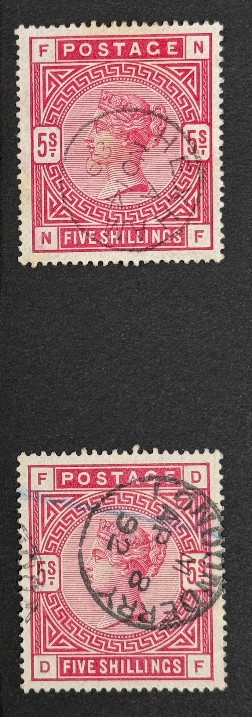 1883-1884 Queen Victoria Great Britain Carmine Rose White Paper Stamps: 1883-1884 Queen Victoria Great Britain Carmine Rose White Paper Stamps. Lot of 2. Used.