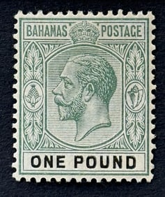 1902 King Edward VII Green/Black Bahamas Stamp