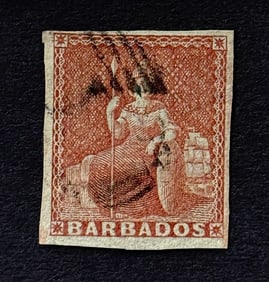 1852-1858 Britannia Barbados Rose Stamp