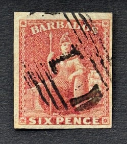 1858 Britannia Imperforated Rose Stamp