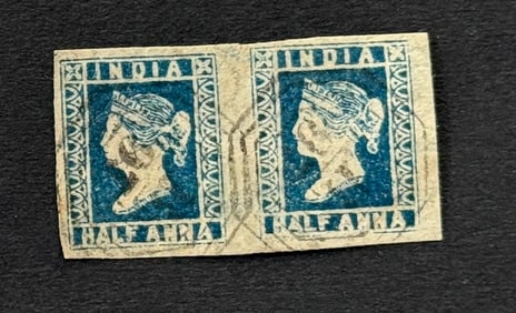 1854 Queen Victoria Blue Imperforated India Stamps