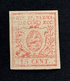 1857-1859 Coat of Arms New Drawing Red Imperforated Stamp