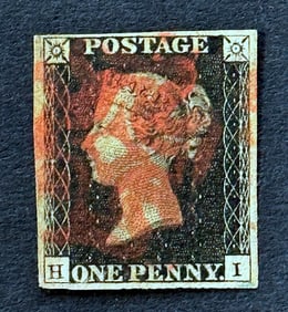 1840 Queen Victoria - Black Imperforated Great Britain Stamp