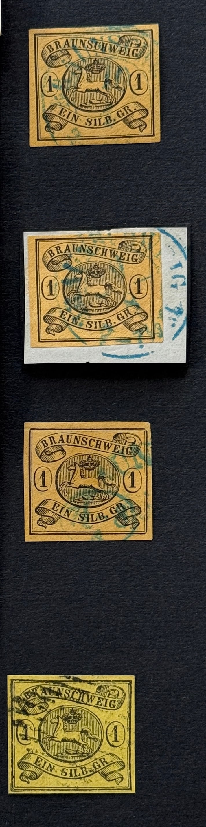 German States Leaping Saxon Horse Brunswick Imperforated Stamps (1 of 4)