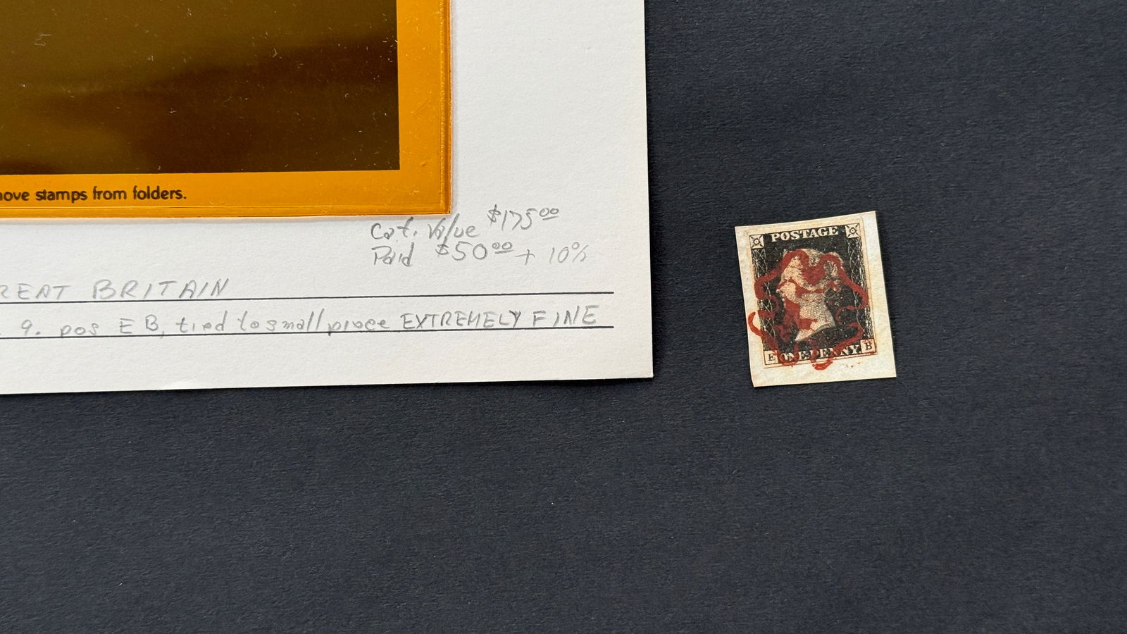 1840 Queen Victoria, 1819-1901 Great Britain Black Stamp (1 of 1)