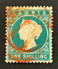 1880 Queen Victoria - Upright Watermarked Perforated Green Gambia Stamp