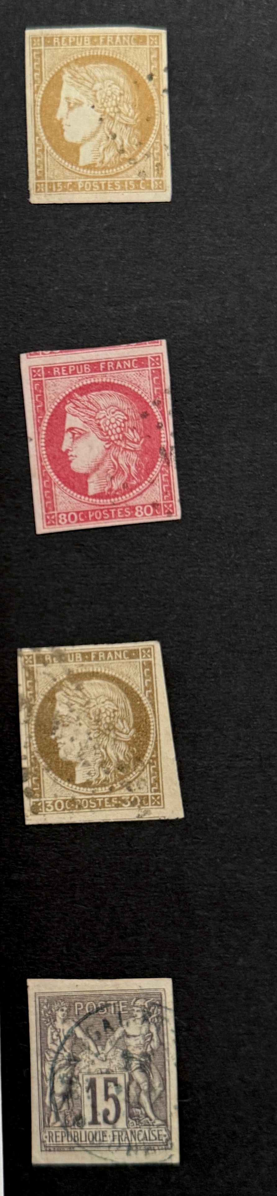 1870s French Colonies Imperforated Stamp Collection Lot (1 of 5)