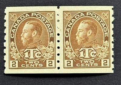 1916 King George V in Admiral Uniform with Tax Inscription Stamp Block of 2