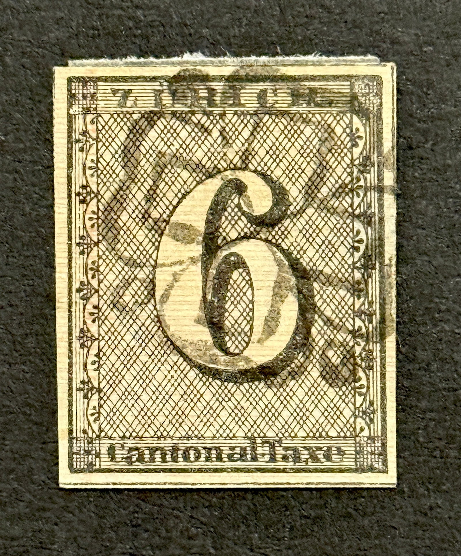 1843 Zurich Switzerland 6 Rappen Extremely Rare Stamp: 1843 Zurich Switzerland 6 Rappen Extremely Rare Stamp. Used.