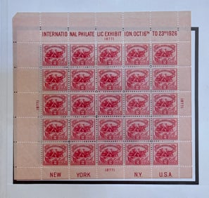 1926 2c Battle of White Plains International Philatelic Exhibition Issue Souvenir Sheet