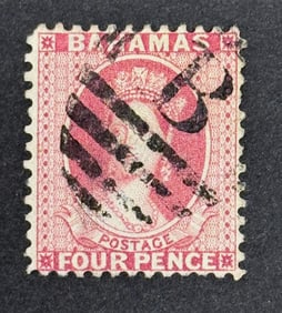1863-1875 Queen Victoria Watermarked Bahamas Used Stamp EF