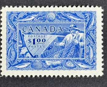 1951 Canada Fisherman Ultramarine Unused XF Stamp Peforate Unused