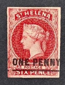 1863 Queen Victoria St. Helena Not Issued No Gum Imperforate Stamp