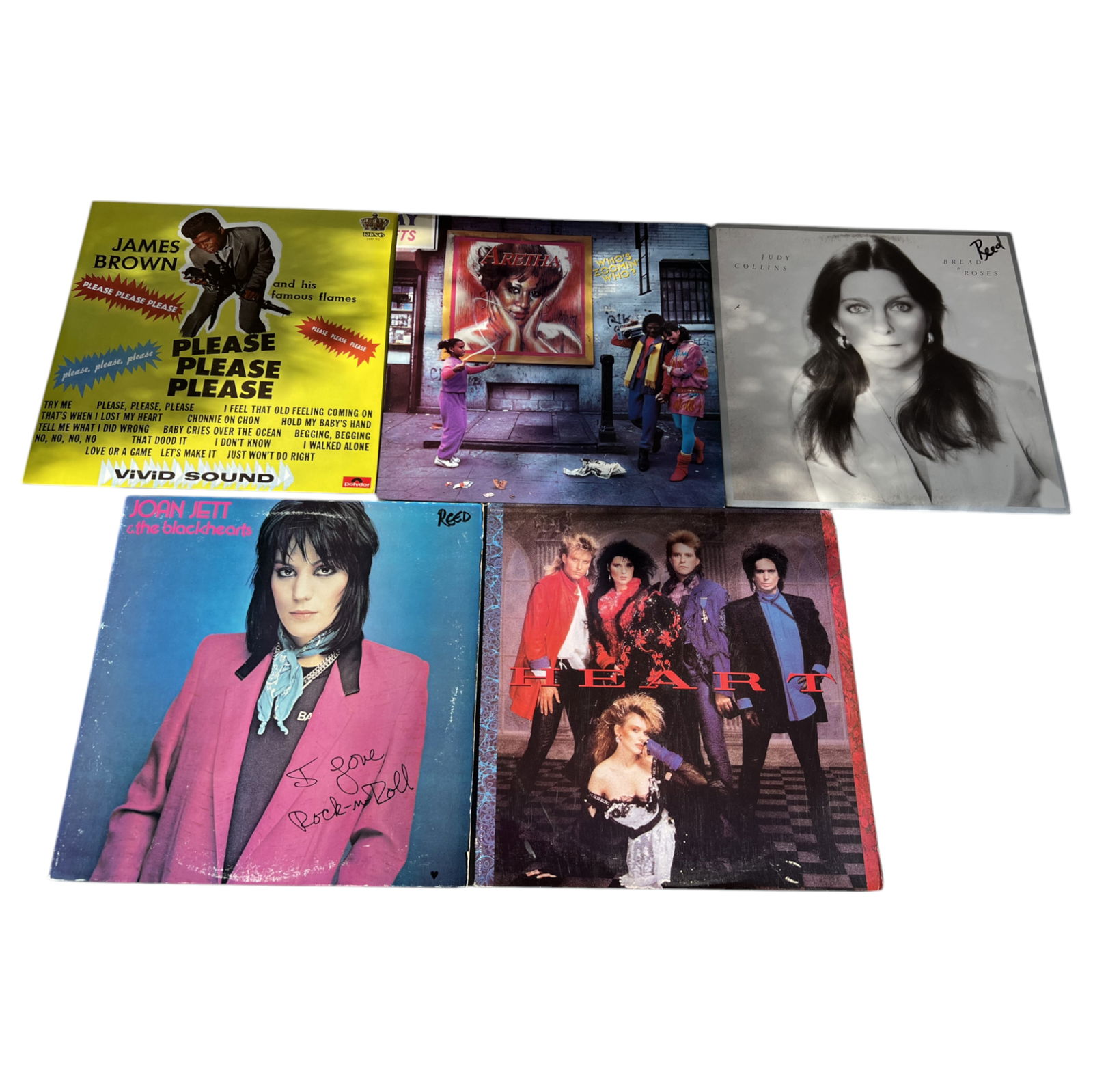 Vintage Vinyl LP Record Collection Lot – Joan Jett & The Blackhearts (Signed), Heart, Aretha (1 of 3)