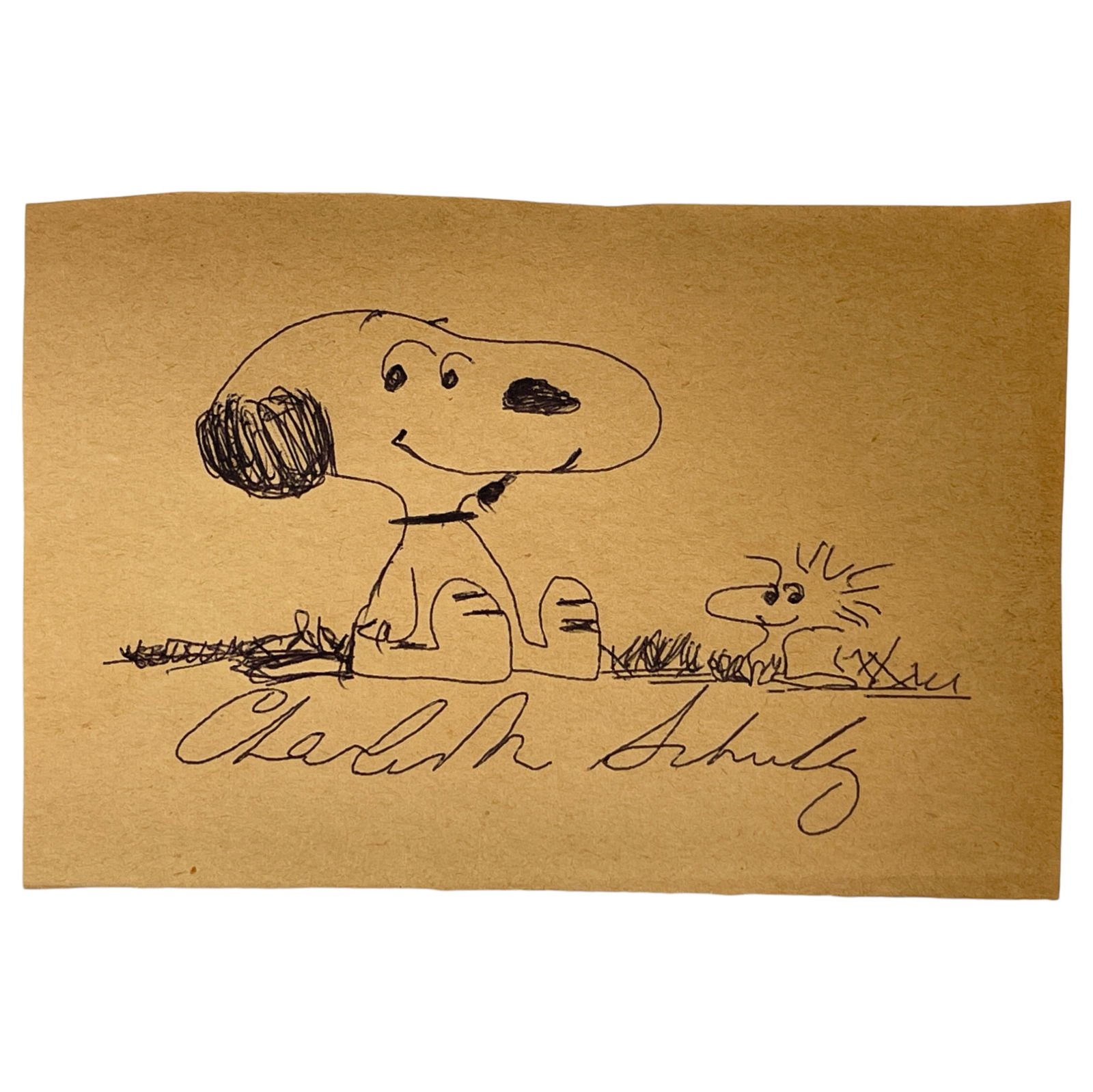 Charles Schulz Signed Hand-Drawn Snoopy Sketch (5" x 3.5") (1 of 3)