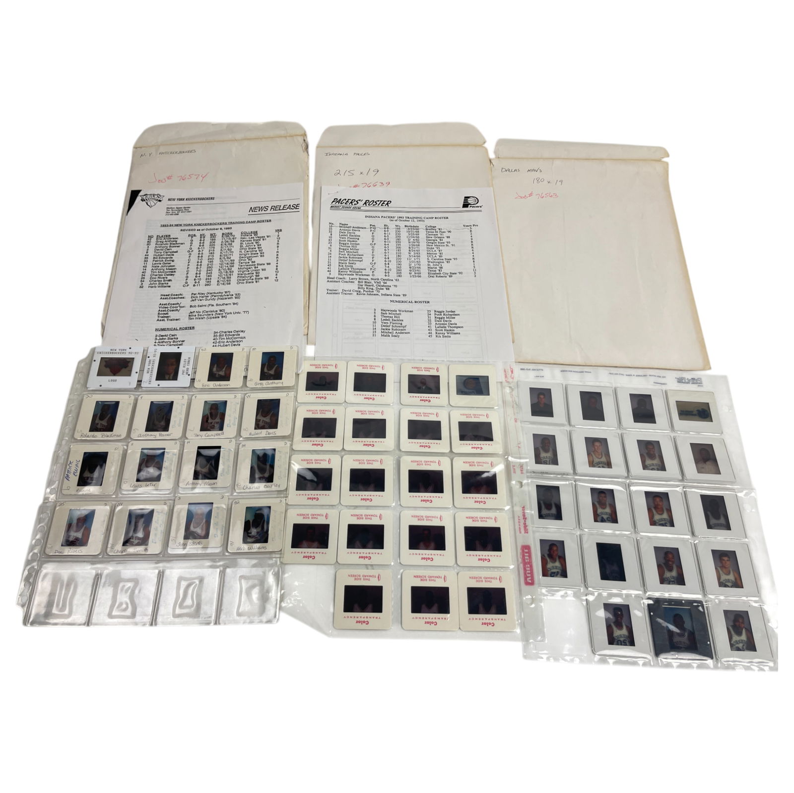 Vintage NBA Press Kit Negatives – Original Set of 3 Indiana Pacers, Dallas Mavericks, New York (1 of 5)