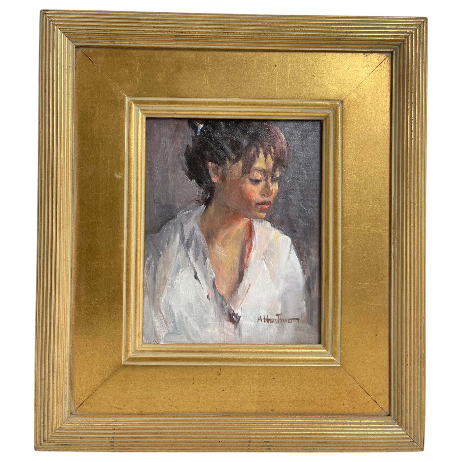 Annie Hoffman – Signed Oil Painting on Canvas – 8" x 10" (Framed 16" x 18"): This original oil painting on canvas by Annie Hoffman is a beautifully executed work, showcasing the artist’s mastery of color, texture, and composition. Measuring 8" x 10" (unframed) and 16" x 18"